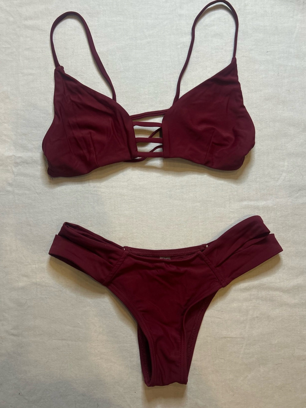 Zaful Strappy Bikini Set in Burgundy